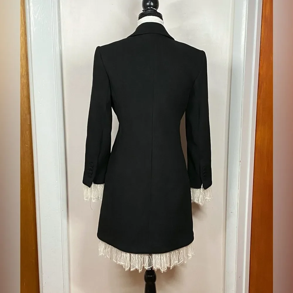 Cinq à Sept Roxie Lace-Trim Tailored Coat size S - Picture 11 of 16